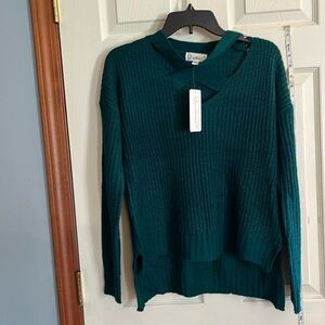 NWT-questions?-M- green-Kris Kross V-neck long sleeve loosely woven sweater